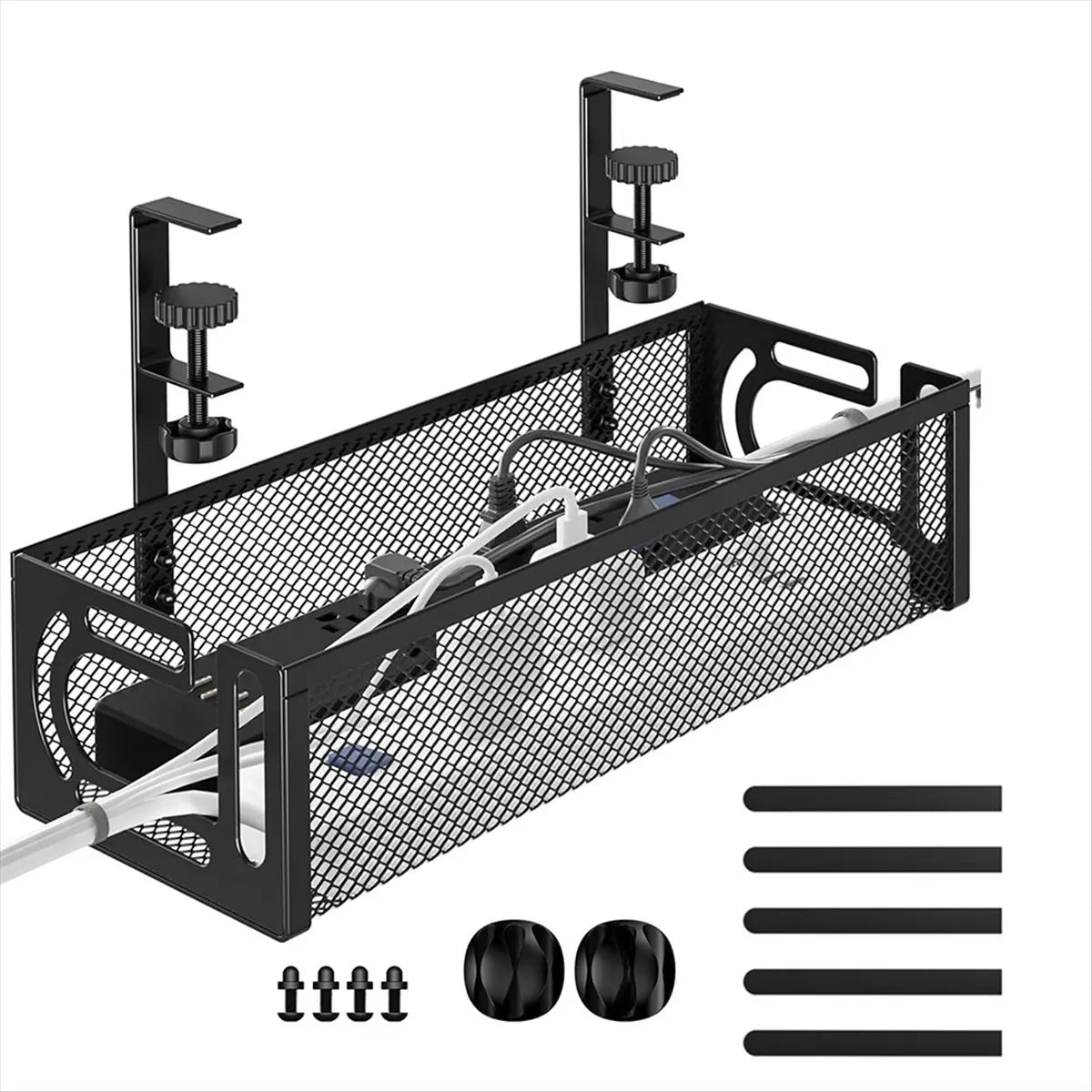 [CLOS] Cable Management Under Desk, Under Desk Cable Management Tray, Desk Cable Organizer,Cable Management Box,Cord Organizer