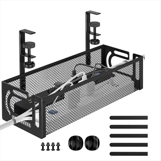 [CLOS] Cable Management Under Desk, Under Desk Cable Management Tray, Desk Cable Organizer,Cable Management Box,Cord Organizer