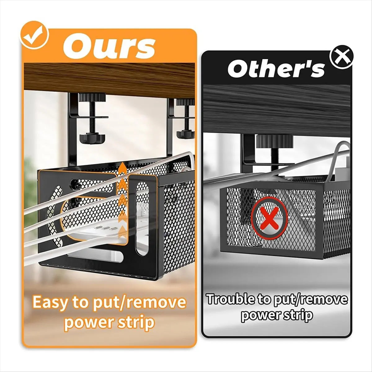 [CLOS] Cable Management Under Desk, Under Desk Cable Management Tray, Desk Cable Organizer,Cable Management Box,Cord Organizer