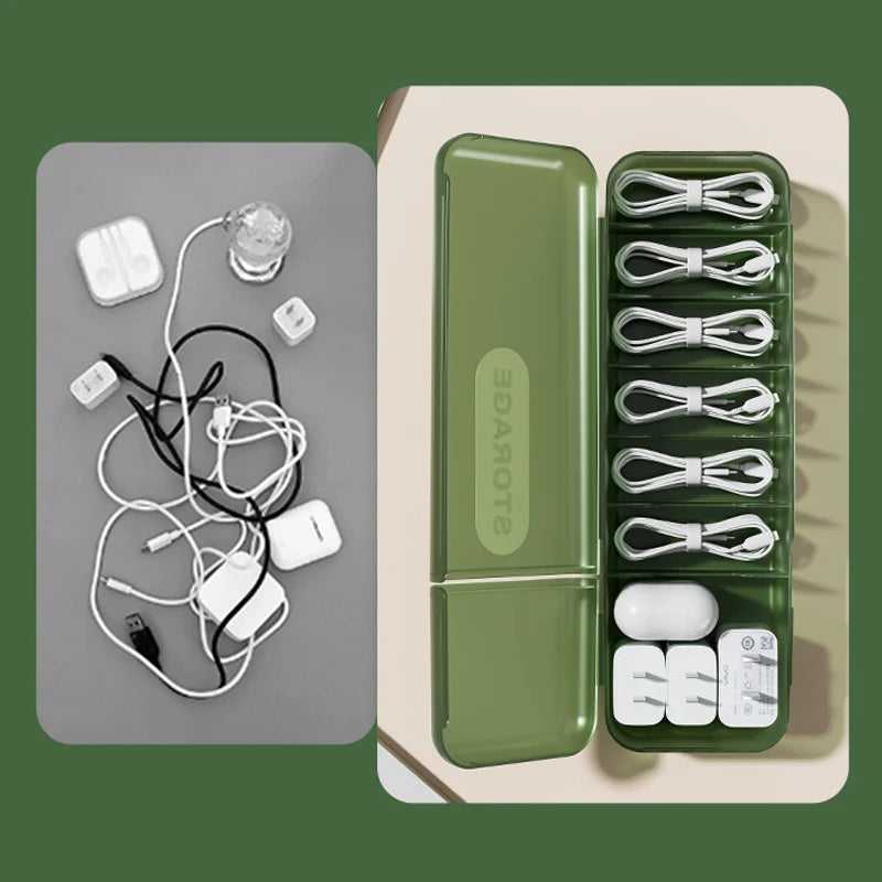 Transparent Data Cable Organizer Case Classification Dustproof Card Organizer With Lid Clutter Collection Box For Office Home