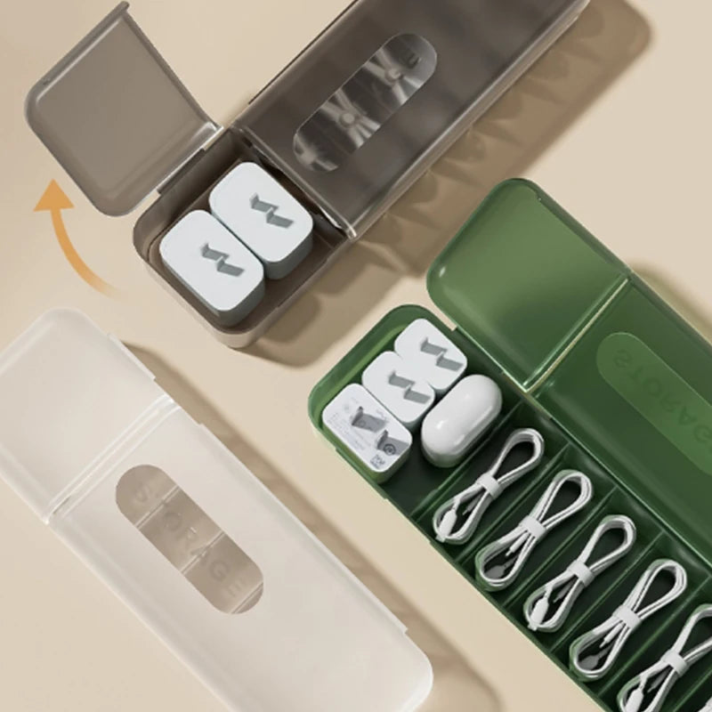 Transparent Data Cable Organizer Case Classification Dustproof Card Organizer With Lid Clutter Collection Box For Office Home