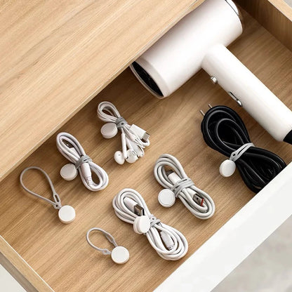 10Pcs Magnetic Cable Ties Silicone Management Ties Magnet Twist Ties Reusable Cord Clips for Bundling Organizing