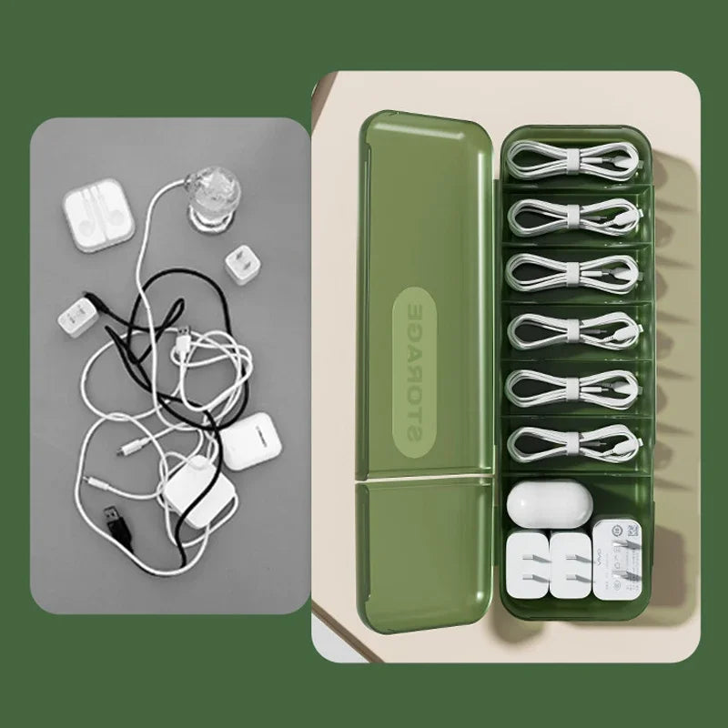 Transparent Data Cable Organizer Case Classification Dustproof Card Organizer With Lid Clutter Collection Box For Office Home