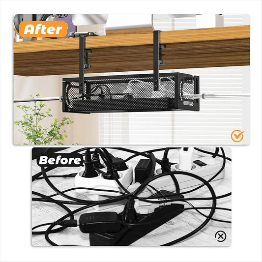 [CLOS] Cable Management Under Desk, Under Desk Cable Management Tray, Desk Cable Organizer,Cable Management Box,Cord Organizer