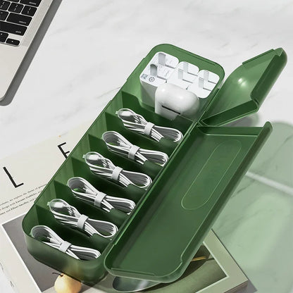 Transparent Data Cable Organizer Case Classification Dustproof Card Organizer With Lid Clutter Collection Box For Office Home